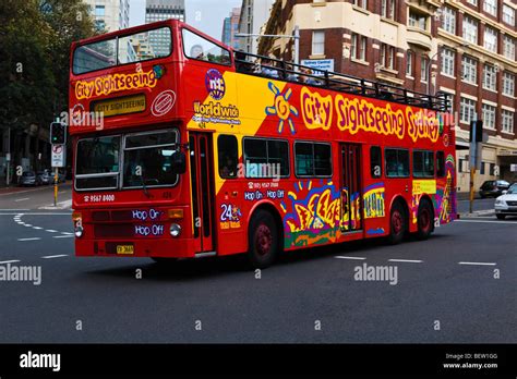 City sightseeing bus with tourists on board Stock Photo - Alamy