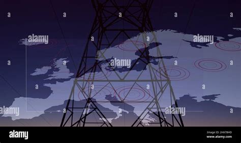 Image Of Europe And Pylon Over Data Processing Stock Photo Alamy