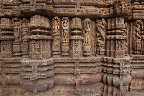 Ancient Sandstone Carvings On The Walls Of The Ancient Th Century Sun