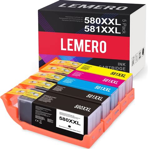 Lemero 5 Xxl Cartouches Pour Canon Pgi 580xxl Cli 581xxl Canon 580 581