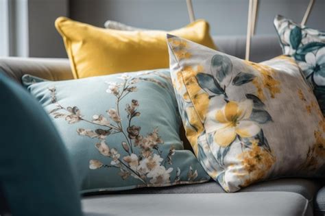 Premium AI Image | A close up of a gorgeous sofa with soft fabric pillows as a home design concept