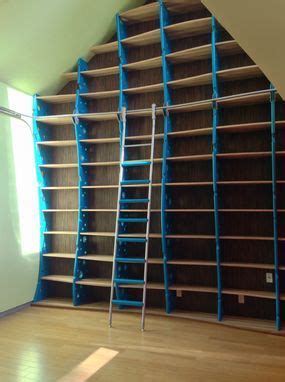 Custom Made Bookcase Wall Library With Ladder Modern Funky Wall