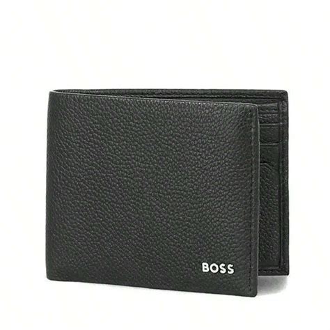 Hugo Boss Highway Logo Grain Leather Half Wallet Black | SHEIN USA