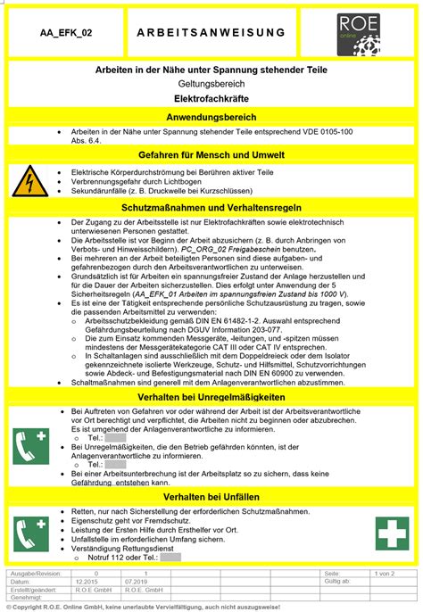 02 Arbeiten in der Nähe unter Spannung stehender Teile R O E Online