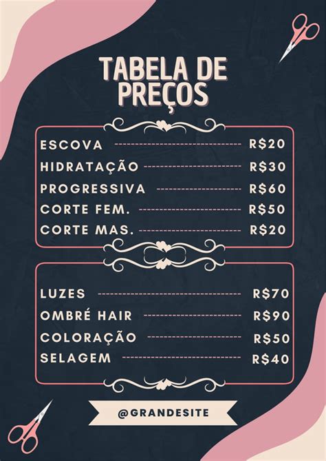Pelo Zero Tabela De Preços - Modelos de Tabela de Preços customizáveis e grátis
