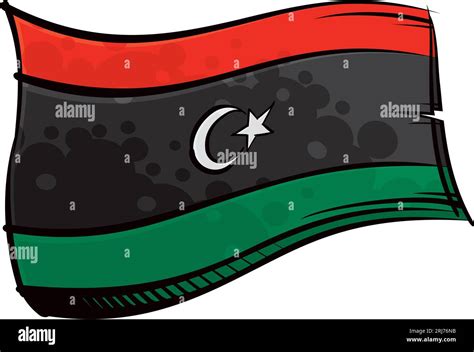 Painted Libya Flag Waving In Wind Stock Vector Image Art Alamy