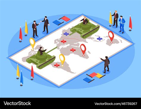 War Geopolitics Isometric Composition Royalty Free Vector