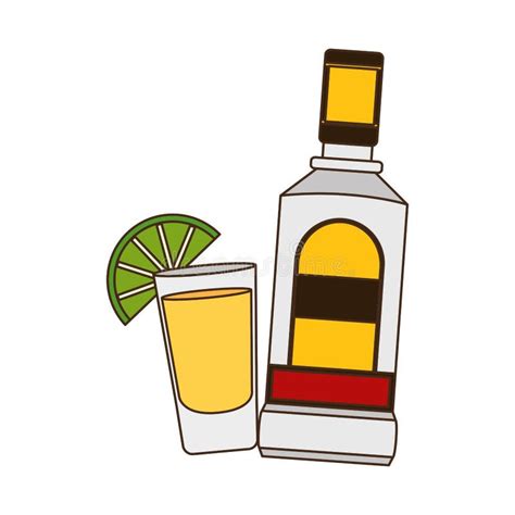 Bottle Of Tequila And Lemon Alcohol Stock Illustration Illustration