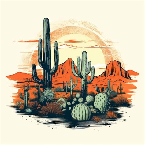 Premium Photo Serenity In The Desert A Rustic Screenprint