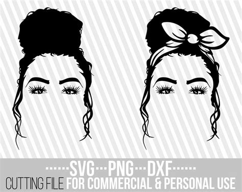 Woman In Messy Bun Svg Bandana Svg Melanin High Bun Svg Black Girl