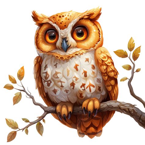 Adorable Cartoon Owl With Big Eyes Png