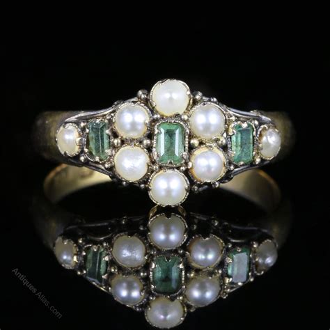 Antiques Atlas Antique Georgian Emerald Pearl Ring Ct Gold