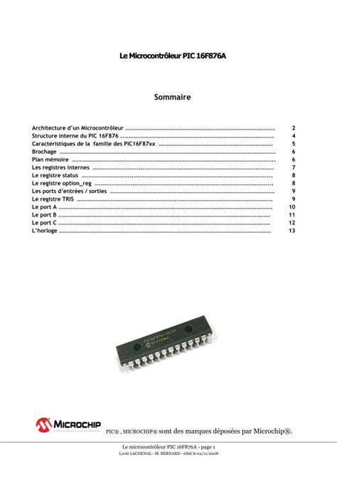 PDF Présentation du microcontroleur PIC 16F876A DOKUMEN TIPS