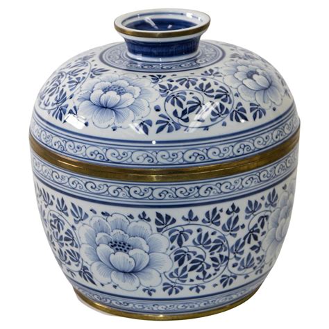 Vintage Hollohaza Porcelain Urn With Flower Pattern Stamped For Sale