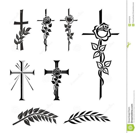 Cross Tattoo Designs with Flowers and Leaves