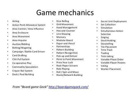 Game Mechanics • Acting