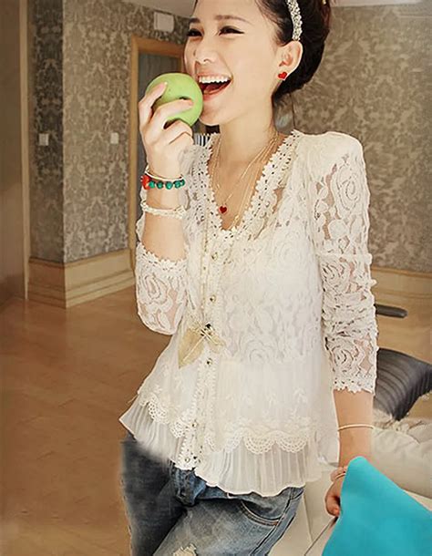 Spring Summer Long Sleeve White Lace Cardigans Women Cute Chiffon