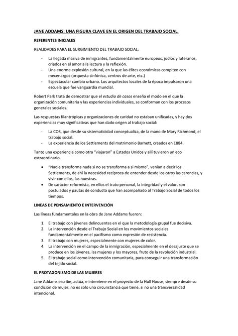 JANE ADDAMS UNA FIGURA CLAVE EN EL TRABAJO SOCIAL