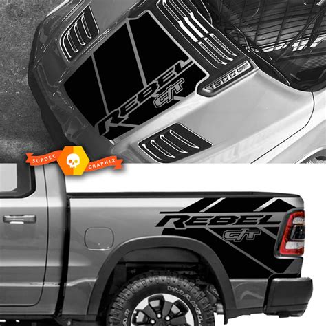 Kit For Hood And Bed Dodge Ram 1500 Rebel Gt Vinyl Side Decal Truck Vehicle Graphic Pickup