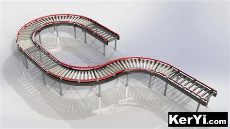 Roller Conveyor曲型滚筒输送线3d数模图纸 Solidworks设计 附step