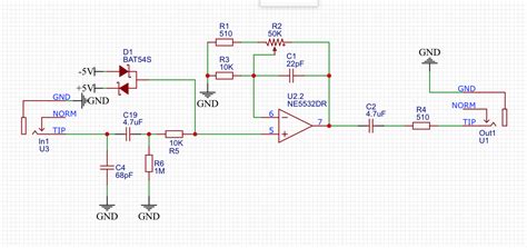 operational amplifier - simple NE5532 preamplifier circuit