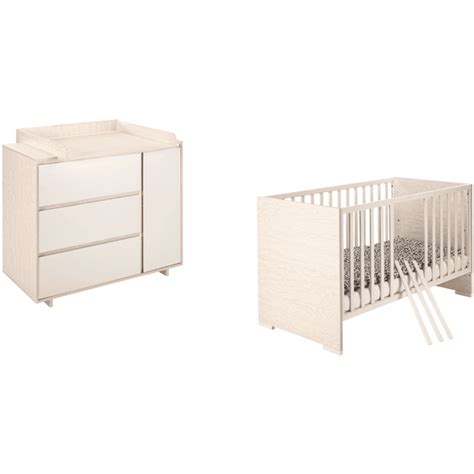 Schardt Ensemble lit enfant commode à langer Capri White bois 70x140 cm