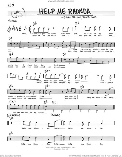 Help Me Rhonda Sheet Music Real Book With Lyrics PDF