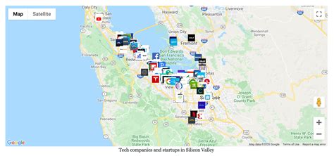 Silicon Valley Map of Tech Companies and Startups - Employbl - Medium