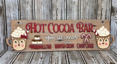 SVG LASER Cut Digital Hot Cocoa Bar Sign Christmas Etsy