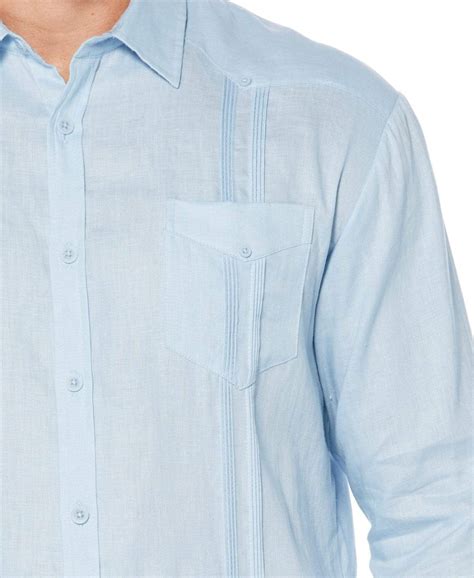 100 Linen Big And Tall Classic Guayabera Shirt Long Sleeve Cubavera