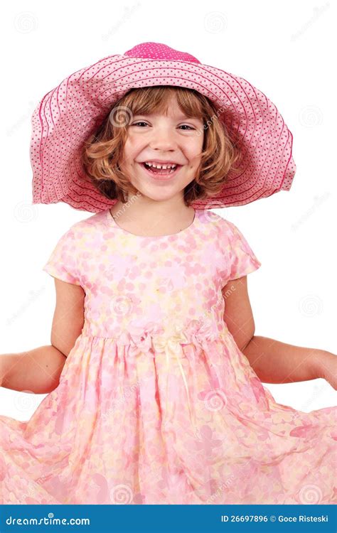 Petite Fille Heureuse Avec Le Grand Chapeau Photo Stock Image Du