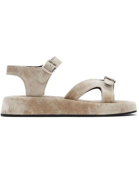 The Row Velvet Geri Flat Sandals Lyst