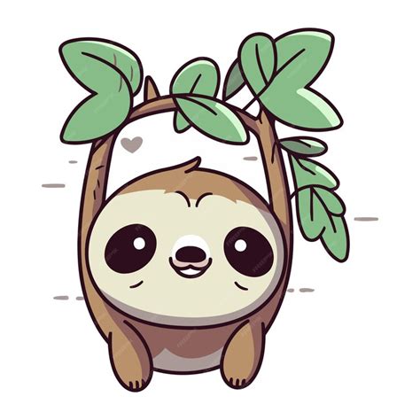 Premium Vector | Cute cartoon sloth sitting on a tree Vector illustration