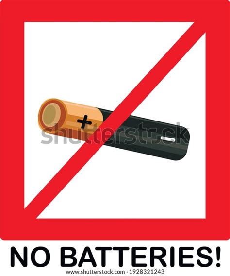 Vector Image Prohibition Sign No Batteries Stock Vector Royalty Free