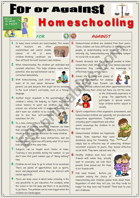 For Or Against Homeschooling Debating Esl Worksheet By Karagozian