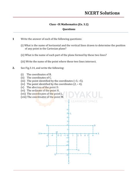 Class 9th Math Coordinate Geometry Ncert Solution Cbse 2023