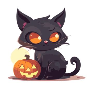 Halloween Cat Vector, Sticker Clipart Black Cat With Bright Red Eyes ...