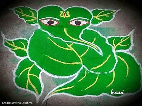 15 Amazing Modern Ganesh Rangoli Designs with Plants • India Gardening