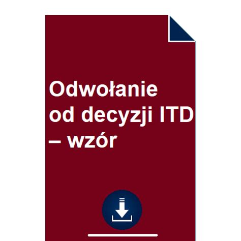 Odwołanie od decyzji ITD wzór POBIERZ