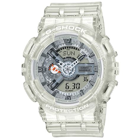 G Shock Mens Watch With White Dial And Clear Strap Quartz Movement Casio G Shock Watches