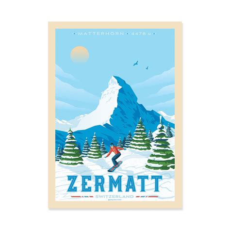 Affiche D Art Ville Zermatt Olahoop Travel Posters