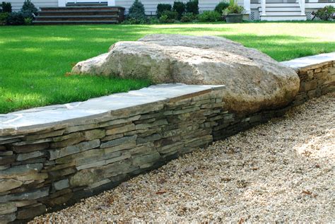 Stacked Stone Retaining Wall Hardscape Stone Retaining Wall Custom