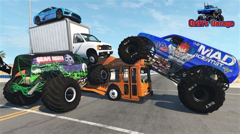 MONSTER JAM MADNESS 1 Crashes Jumps And Funny Moments BeamNG