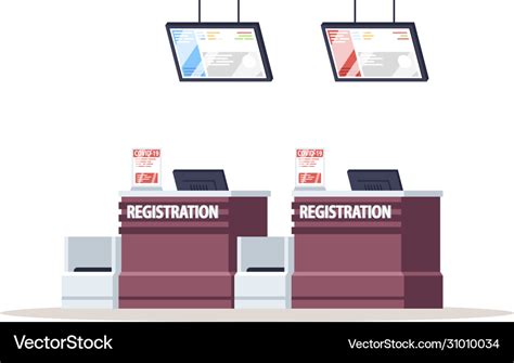 Airport Registration Counter Semi Flat Rgb Color Vector Image