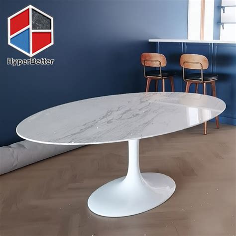 Oval white faux marble tulip dining table - Marble table| Granite table|Stone table|Directly ...