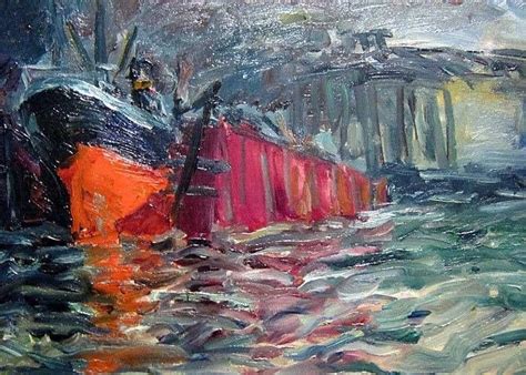 Emil Nolde German Expressionism Ship In Dock Oil