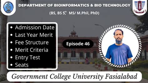 Department Of Bioinfo Biotech GCUF BS MS M Phil PhD Fee Structure