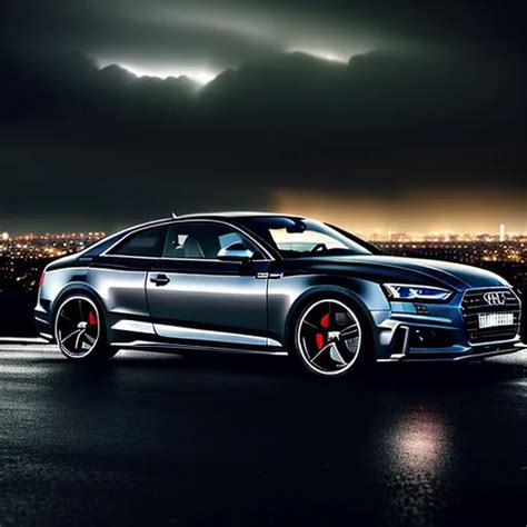 A Dark Grey Audi S Sitting On The Side Of The Road