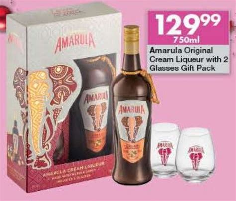 Amarula Original Cream Liqueur With 2 Glasses Gift Pack 750ml Offer At