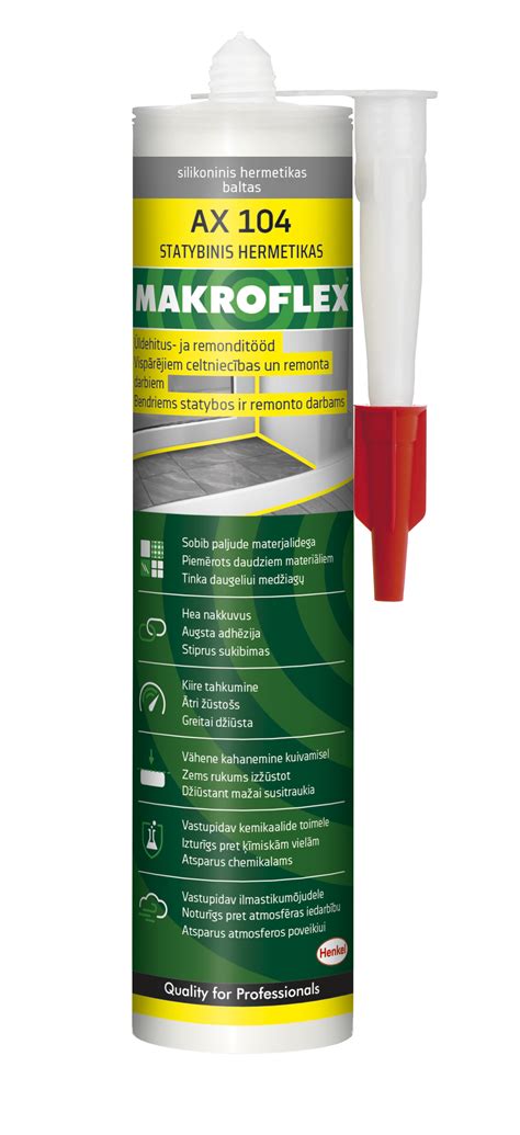 Universalus silikoninis hermetikas MAKROFLEX AX 104, baltos sp., 300 ml ...